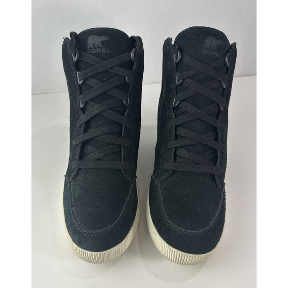 Sorel Out n About Wedge Shoes Suede Ankle Boot Black Lace Sneakers Women's 8.5 - Picture 16 of 16
